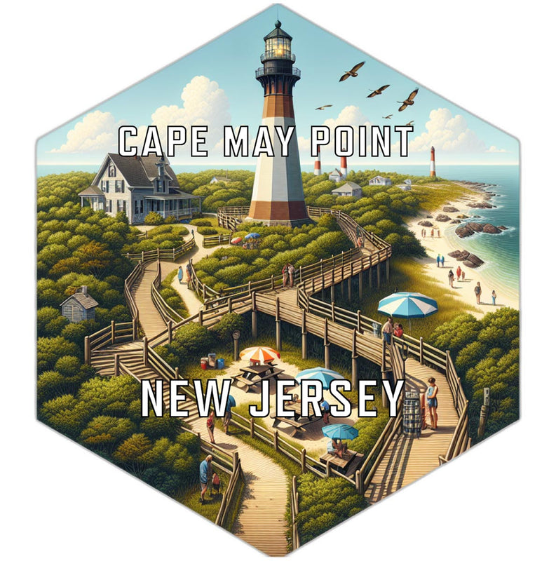 Cape May Point New Jersey Souvenir Travel Destination Die Cut Hexagon Fridge Magnet 2-Inch