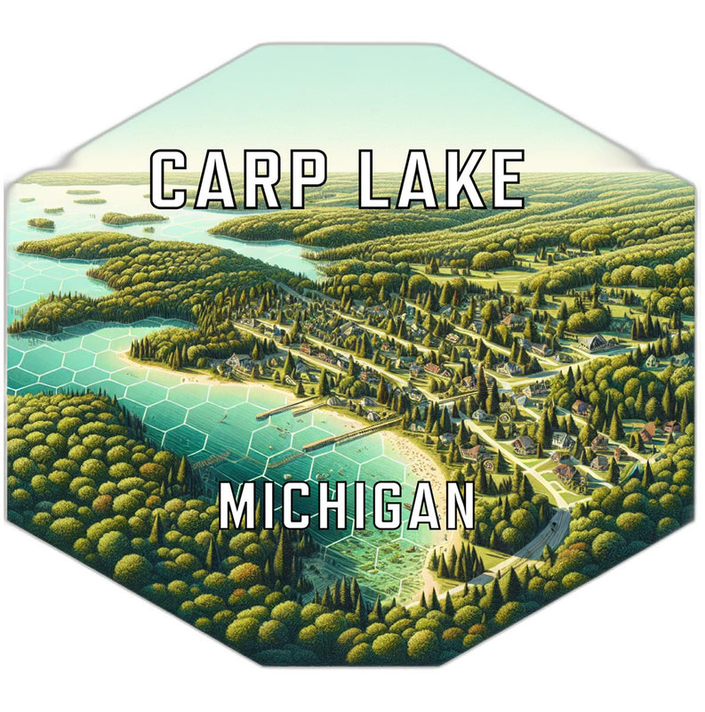 Carp Lake Michigan Souvenir Travel Destination Die Cut Hexagon Fridge Magnet 4-Inch