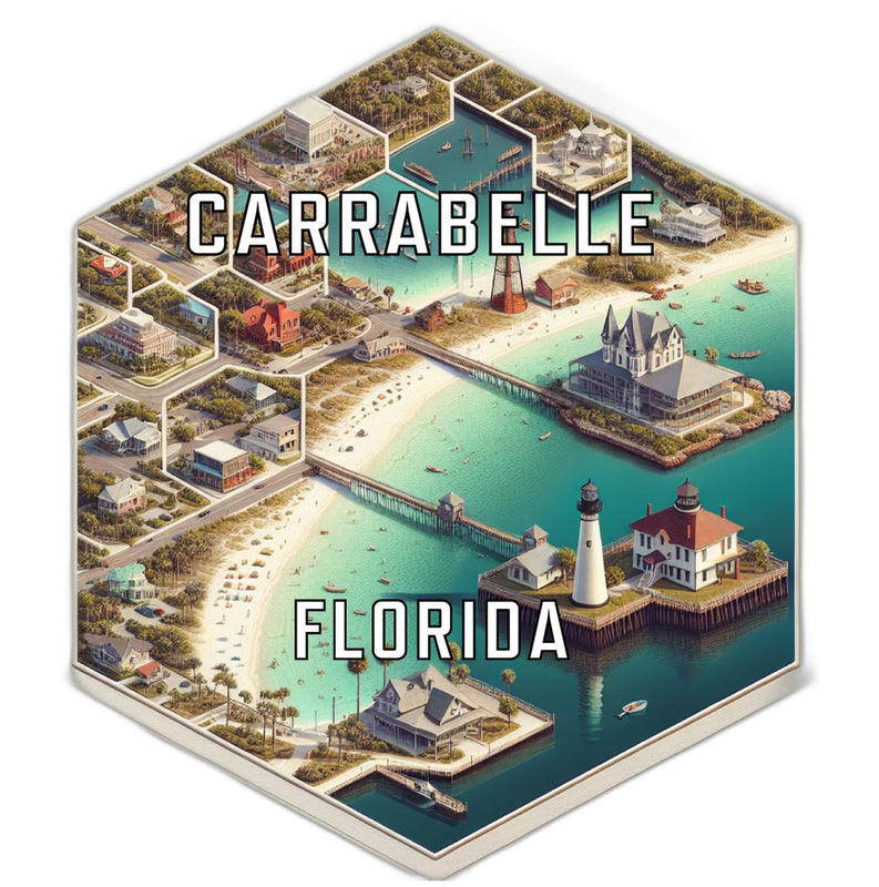 Carrabelle Florida Souvenir Travel Destination Die Cut Hexagon Fridge Magnet 2-Inch