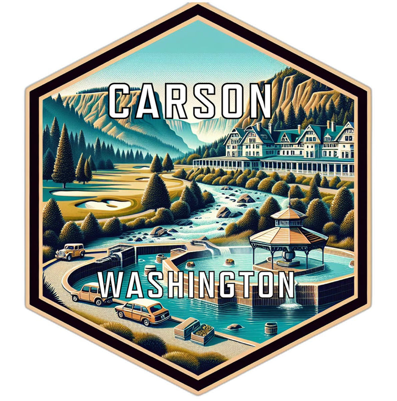 Carson Washington Souvenir Travel Destination Die Cut Hexagon Fridge Magnet 6-Inch