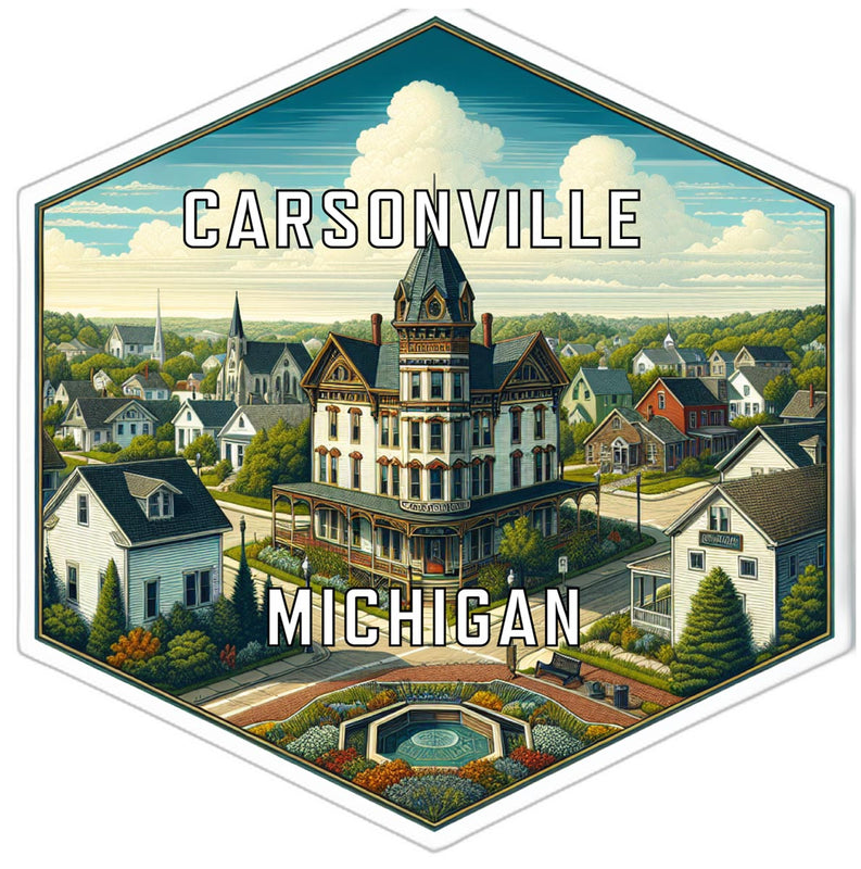 Carsonville Michigan Souvenir Travel Destination Die Cut Hexagon Fridge Magnet 2-Inch