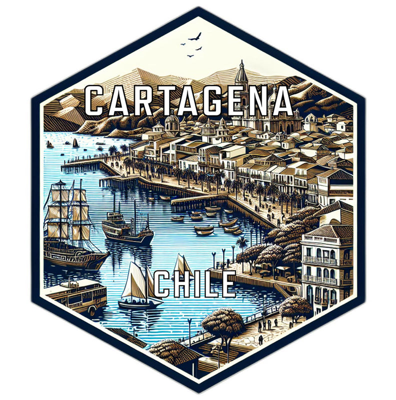 Cartagena Chile Souvenir Travel Destination Die Cut Hexagon Fridge Magnet 2-Inch