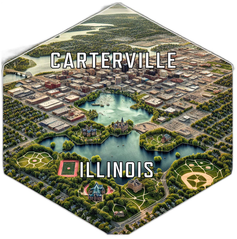Carterville Illinois Souvenir Travel Destination Die Cut Hexagon Fridge Magnet 2-Inch