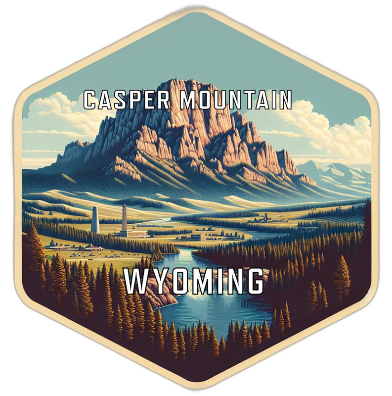 Casper Mountain Wyoming Souvenir Travel Destination Die Cut Hexagon Fridge Magnet 6-Inch