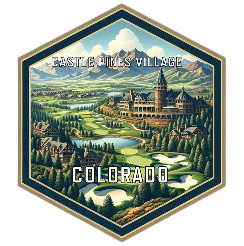 Castle Pines Village Colorado Souvenir Travel Destination Die Cut Hexagon Fridge Magnet 2-Inch
