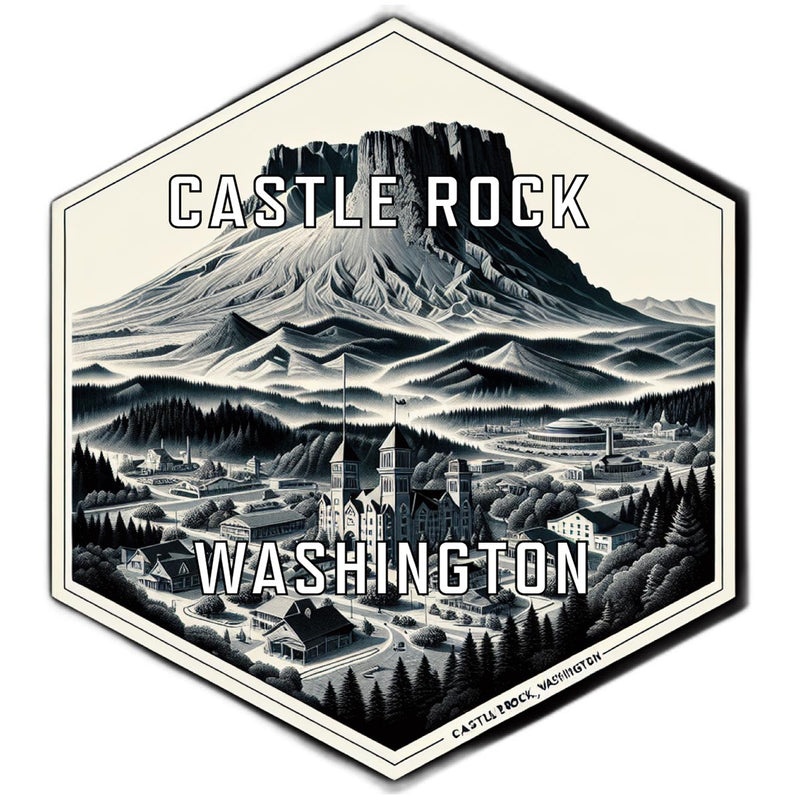 Castle Rock Washington Souvenir Travel Destination Die Cut Hexagon Fridge Magnet 6-Inch