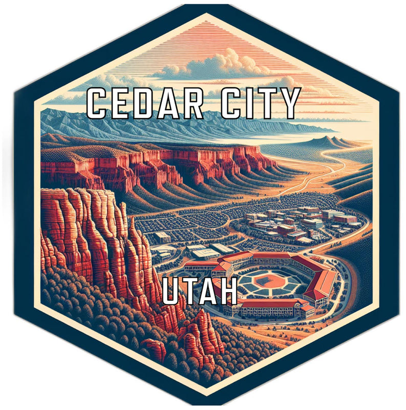 Cedar City Utah Souvenir Travel Destination Die Cut Hexagon Fridge Magnet 6-Inch