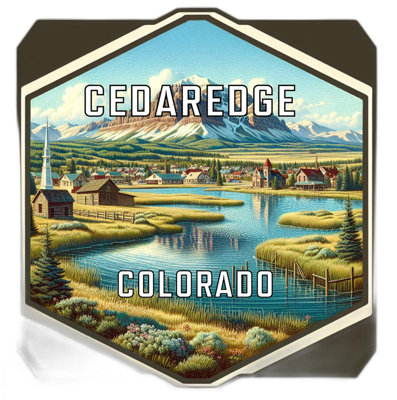 Cedaredge Colorado Souvenir Travel Destination Die Cut Hexagon Fridge Magnet 2-Inch