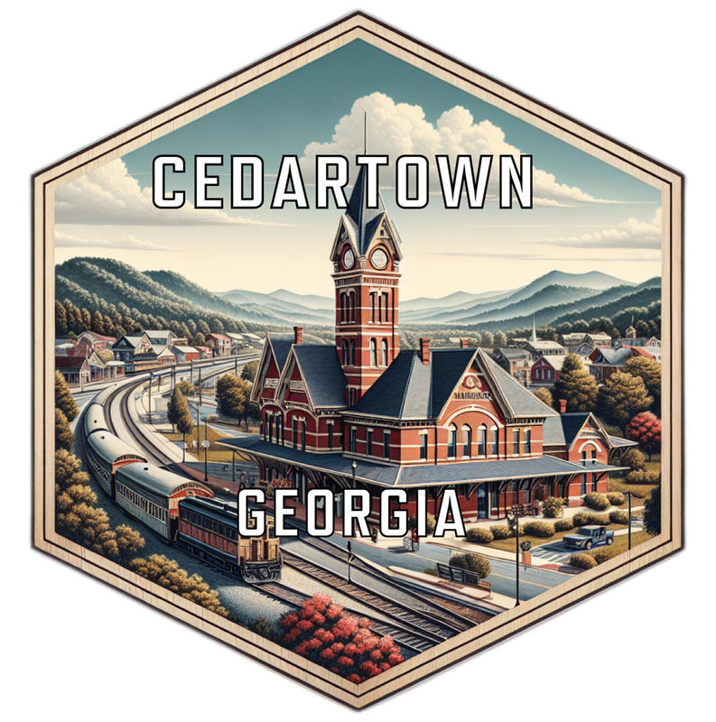 Cedartown Georgia Souvenir Travel Destination Die Cut Hexagon Fridge Magnet 2-Inch