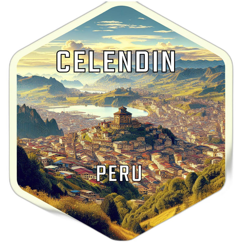 Celendin Peru Souvenir Travel Destination Die Cut Hexagon Fridge Magnet 6-Inch