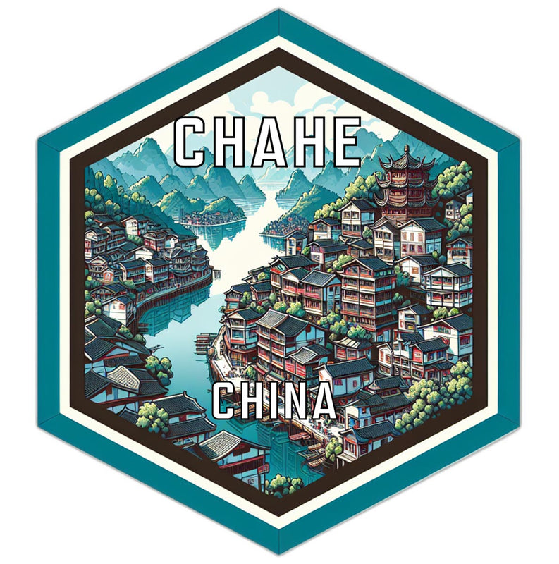 Chahe China Souvenir Travel Destination Die Cut Hexagon Fridge Magnet 2-Inch