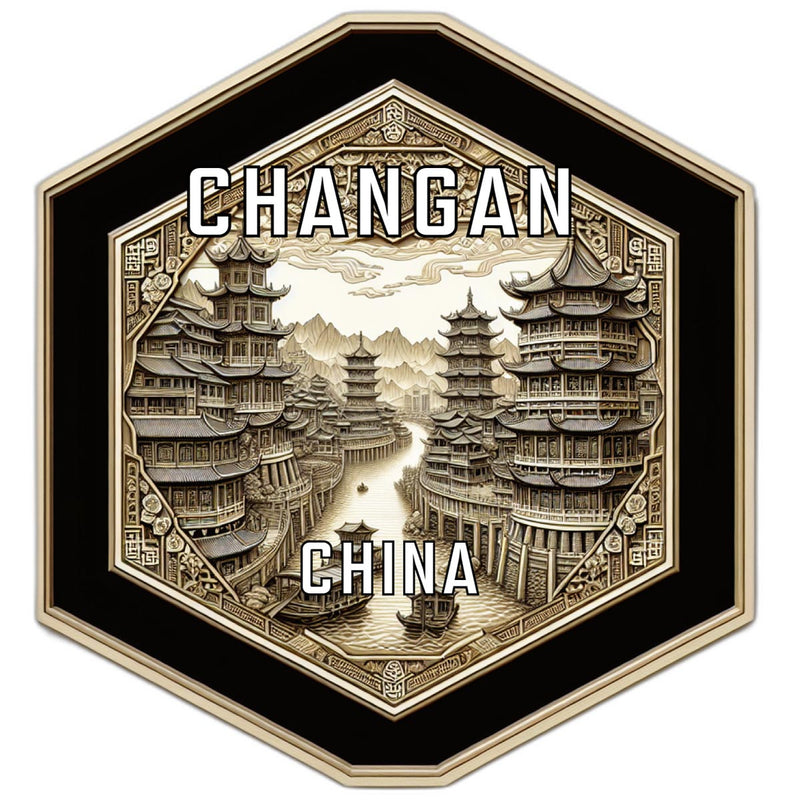 Chang An China Souvenir Travel Destination Die Cut Hexagon Fridge Magnet 2-Inch