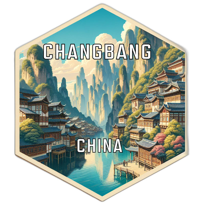 Changbang China Souvenir Travel Destination Die Cut Hexagon Fridge Magnet 6-Inch