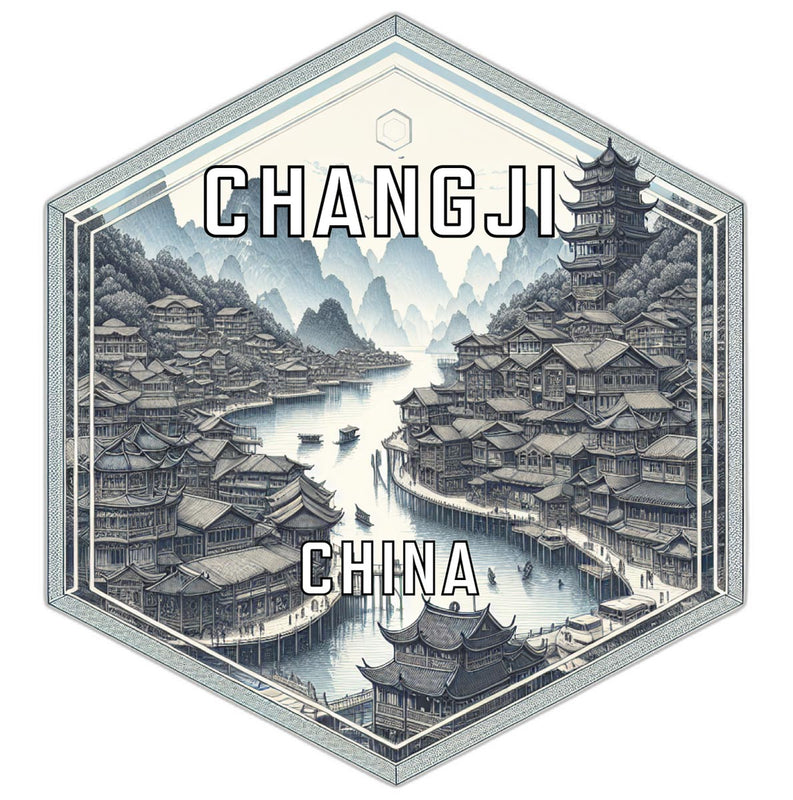 Changji China Souvenir Travel Destination Die Cut Hexagon Fridge Magnet 2-Inch