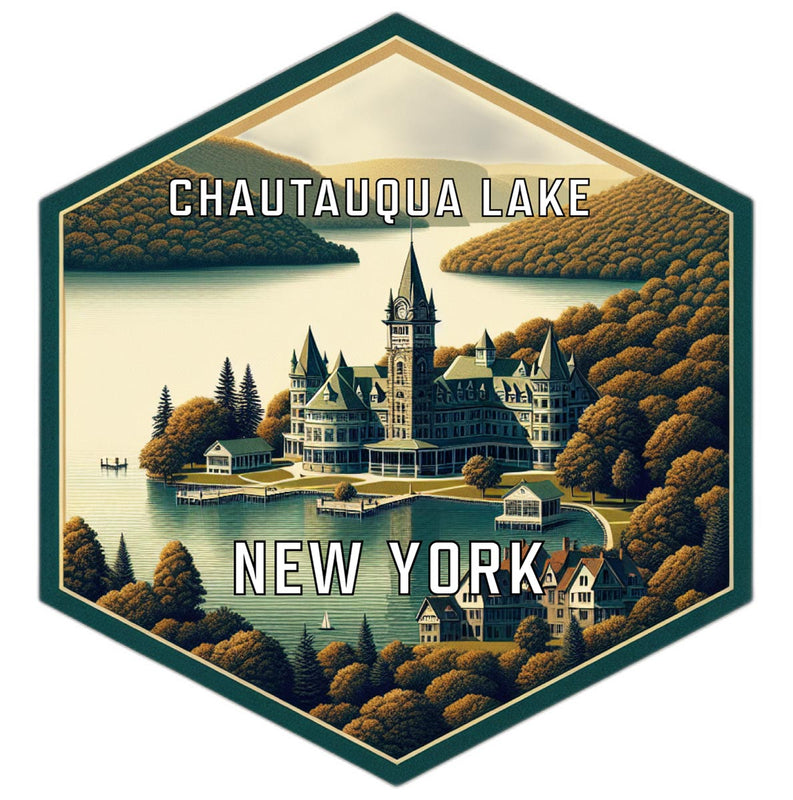 Chautauqua Lake New York Souvenir Travel Destination Die Cut Hexagon Fridge Magnet 6-Inch