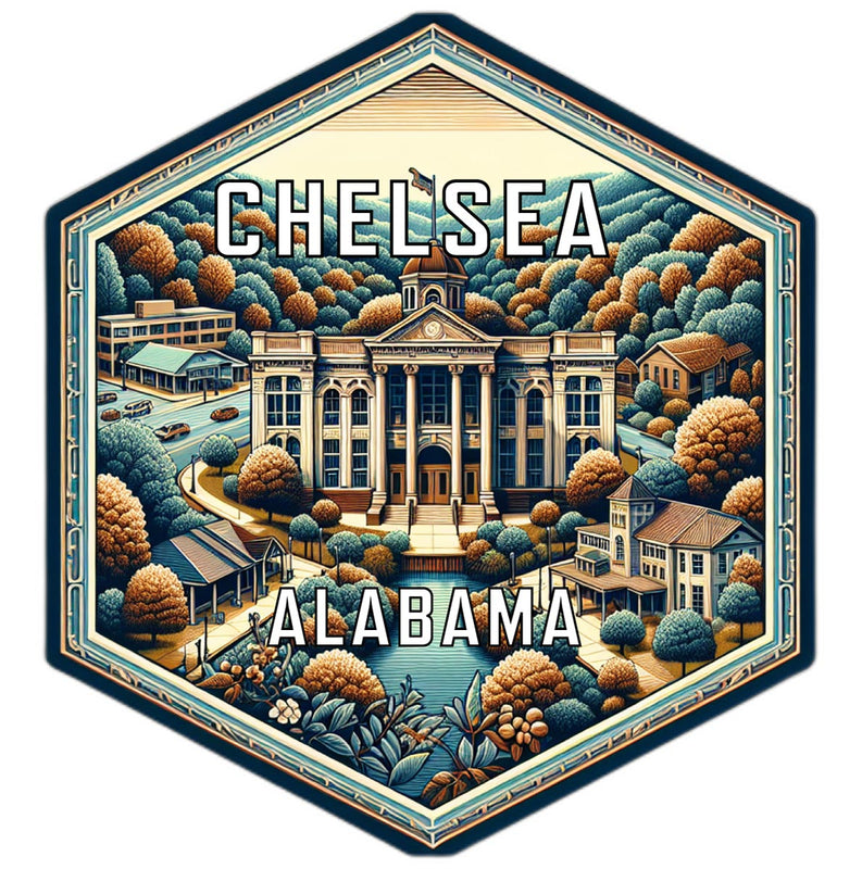 Chelsea Alabama Souvenir Travel Destination Die Cut Hexagon Fridge Magnet 2-Inch