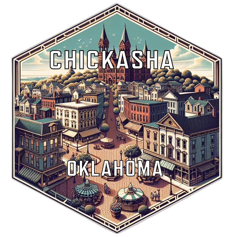Chickasha Oklahoma Souvenir Travel Destination Die Cut Hexagon Fridge Magnet 6-Inch