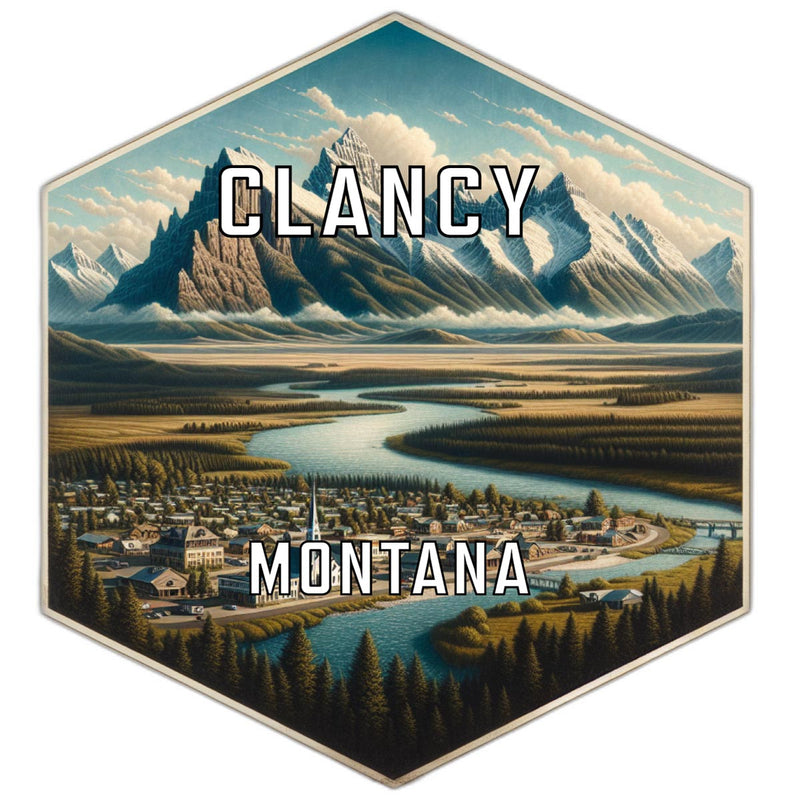 Clancy Montana Souvenir Travel Destination Die Cut Hexagon Fridge Magnet 2-Inch