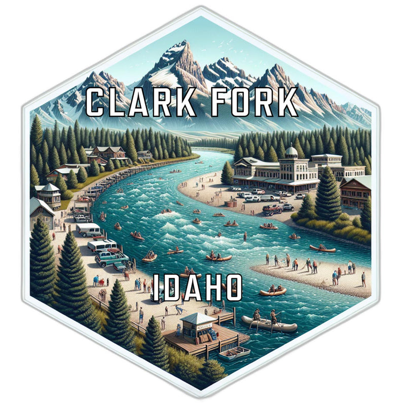 Clark Fork Idaho Souvenir Travel Destination Die Cut Hexagon Fridge Magnet 2-Inch