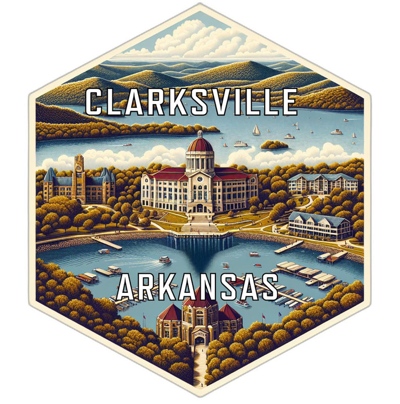Clarksville Arkansas Souvenir Travel Destination Die Cut Hexagon Fridge Magnet 2-Inch