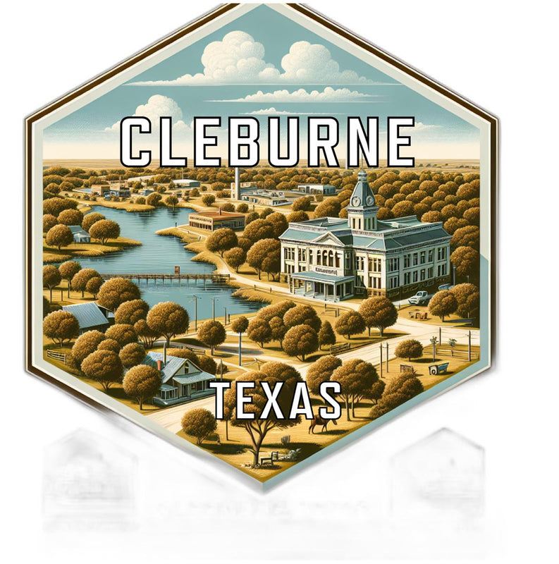 Cleburne Texas Souvenir Travel Destination Die Cut Hexagon Fridge Magnet 6-Inch