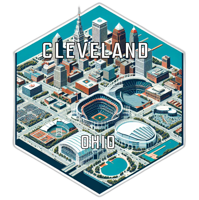 Cleveland Ohio Souvenir Travel Destination Die Cut Hexagon Fridge Magnet 6-Inch