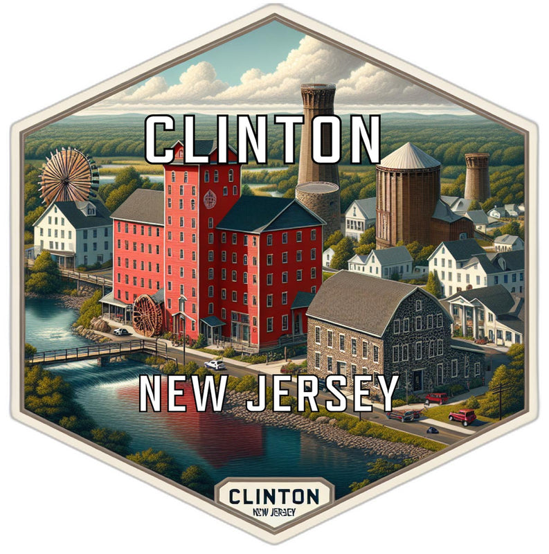 Clinton New Jersey Souvenir Travel Destination Die Cut Hexagon Fridge Magnet 4-Inch