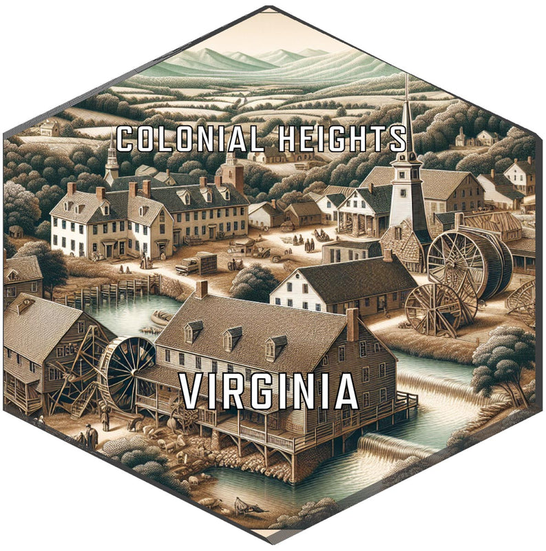 Colonial Heights Virginia Souvenir Travel Destination Die Cut Hexagon Fridge Magnet 6-Inch
