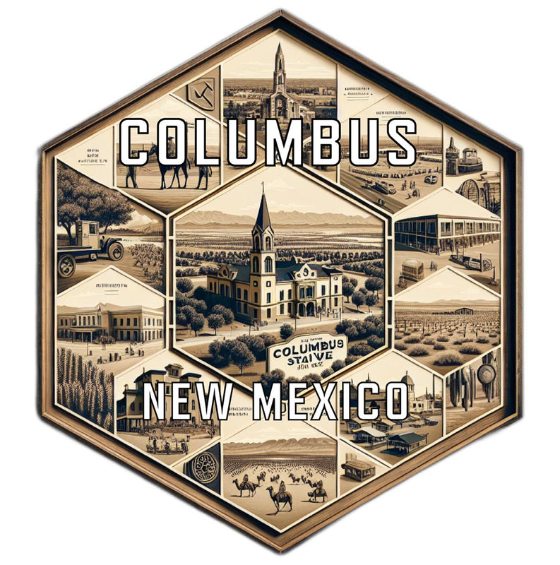 Columbus New Mexico Souvenir Travel Destination Die Cut Hexagon Fridge Magnet 2-Inch