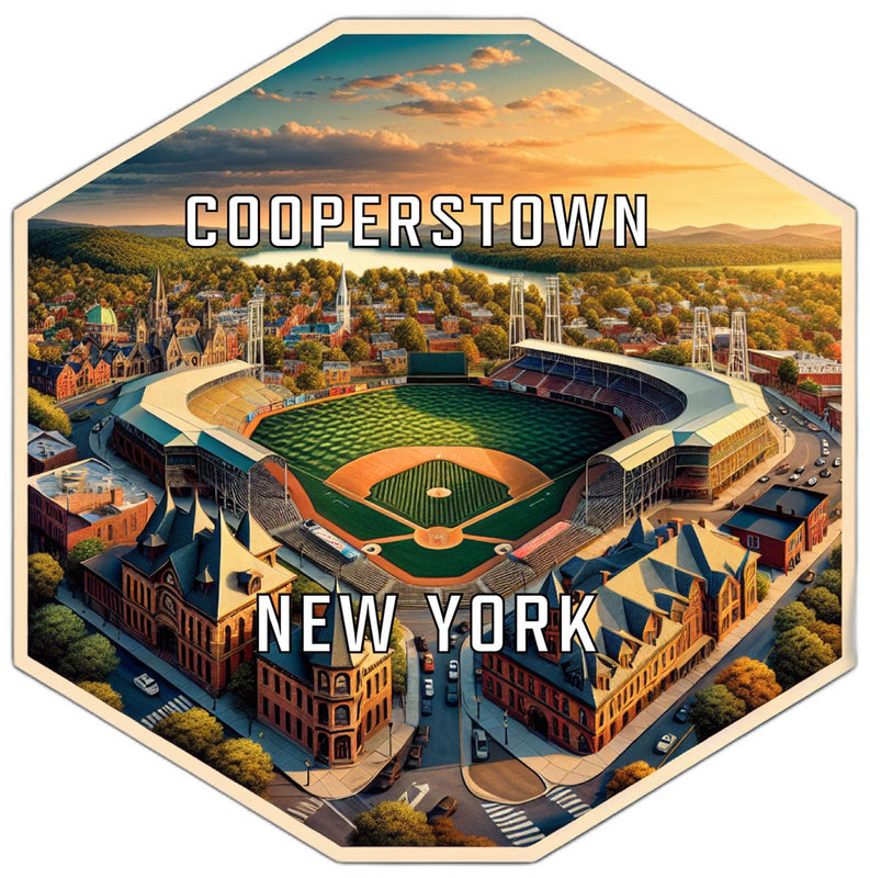 Cooperstown New York Souvenir Travel Destination Die Cut Hexagon Fridge Magnet 6-Inch