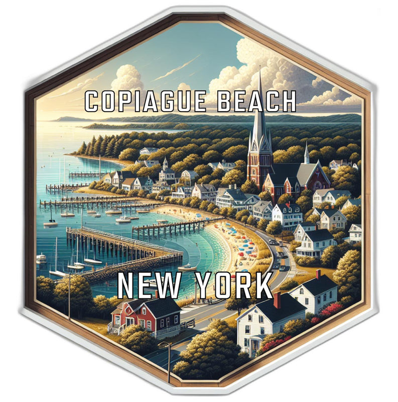 Copiague Beach New York Souvenir Travel Destination Die Cut Hexagon Fridge Magnet 2-Inch