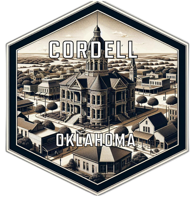 Cordell Oklahoma Souvenir Travel Destination Die Cut Hexagon Fridge Magnet 6-Inch