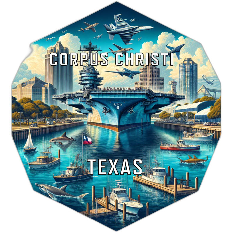 Corpus Christi Texas Souvenir Travel Destination Die Cut Hexagon Fridge Magnet 2-Inch