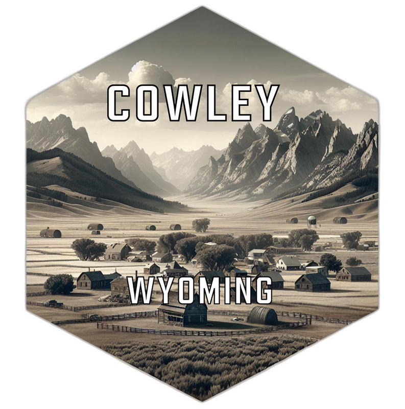 Cowley Wyoming Souvenir Travel Destination Die Cut Hexagon Fridge Magnet 2-Inch