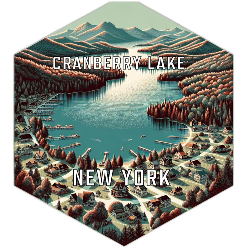 Cranberry Lake New York Souvenir Travel Destination Die Cut Hexagon Fridge Magnet 2-Inch