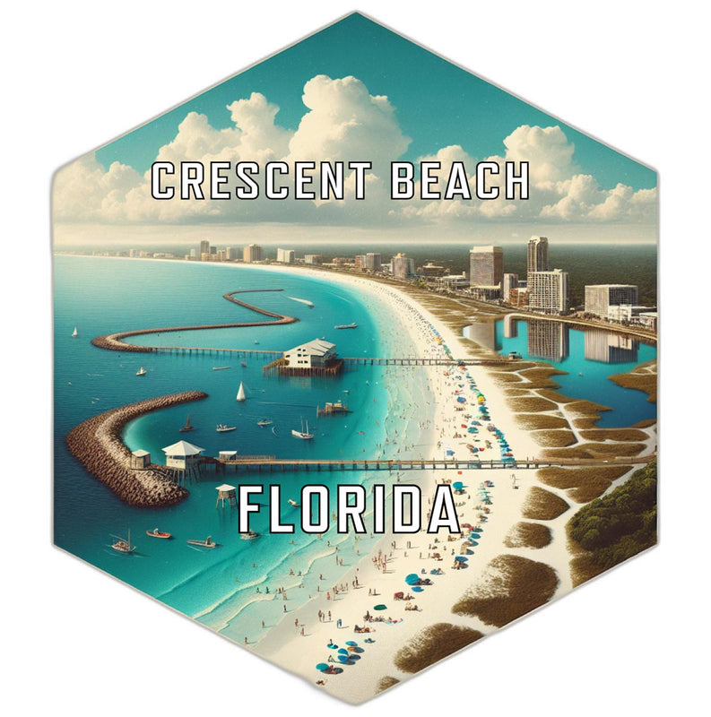 Crescent Beach Florida Souvenir Travel Destination Die Cut Hexagon Fridge Magnet 6-Inch