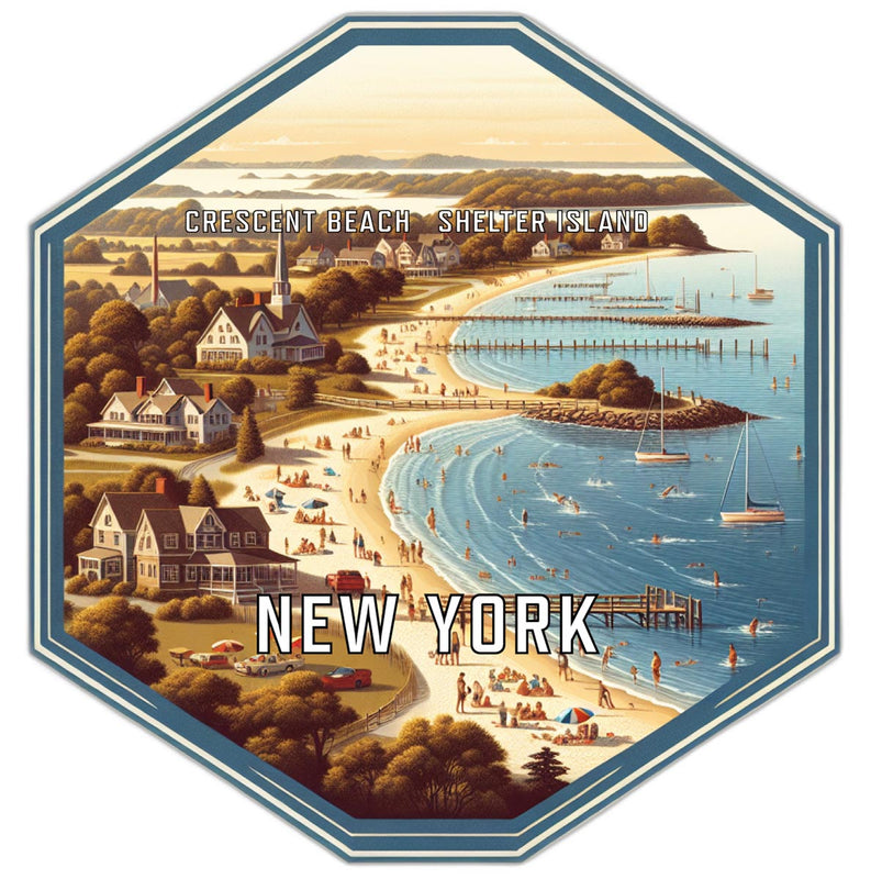 Crescent Beach Shelter Island New York Travel Destination Souvenir Vinyl Decal Sticker 2-Inch