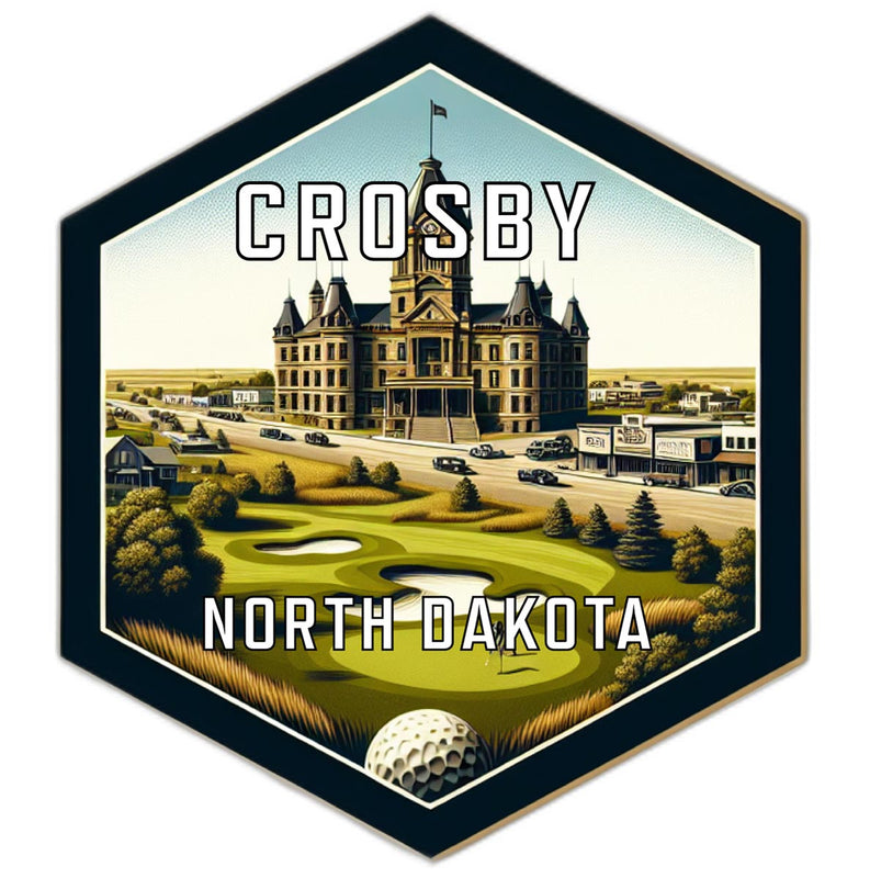 Crosby North Dakota Souvenir Travel Destination Die Cut Hexagon Fridge Magnet 2-Inch
