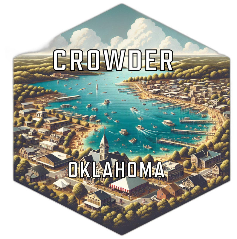 Crowder Oklahoma Souvenir Travel Destination Die Cut Hexagon Fridge Magnet 2-Inch