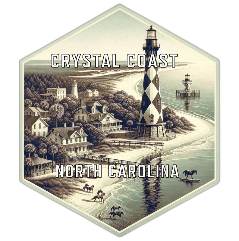 Crystal Coast North Carolina Souvenir Travel Destination Die Cut Hexagon Fridge Magnet 2-Inch