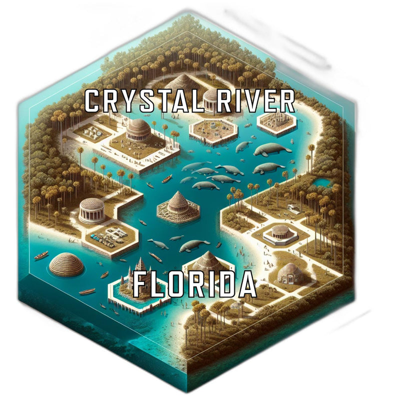 Crystal River Florida Souvenir Travel Destination Die Cut Hexagon Fridge Magnet 2-Inch