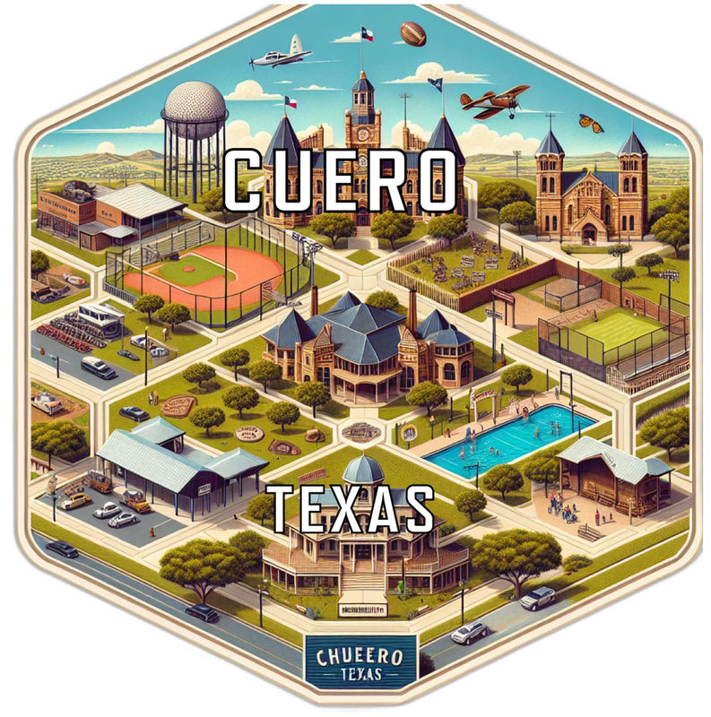 Cuero Texas Souvenir Travel Destination Die Cut Hexagon Fridge Magnet 6-Inch
