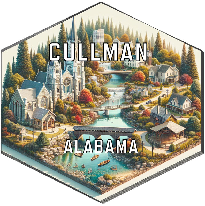 Cullman Alabama Souvenir Travel Destination Die Cut Hexagon Fridge Magnet 6-Inch