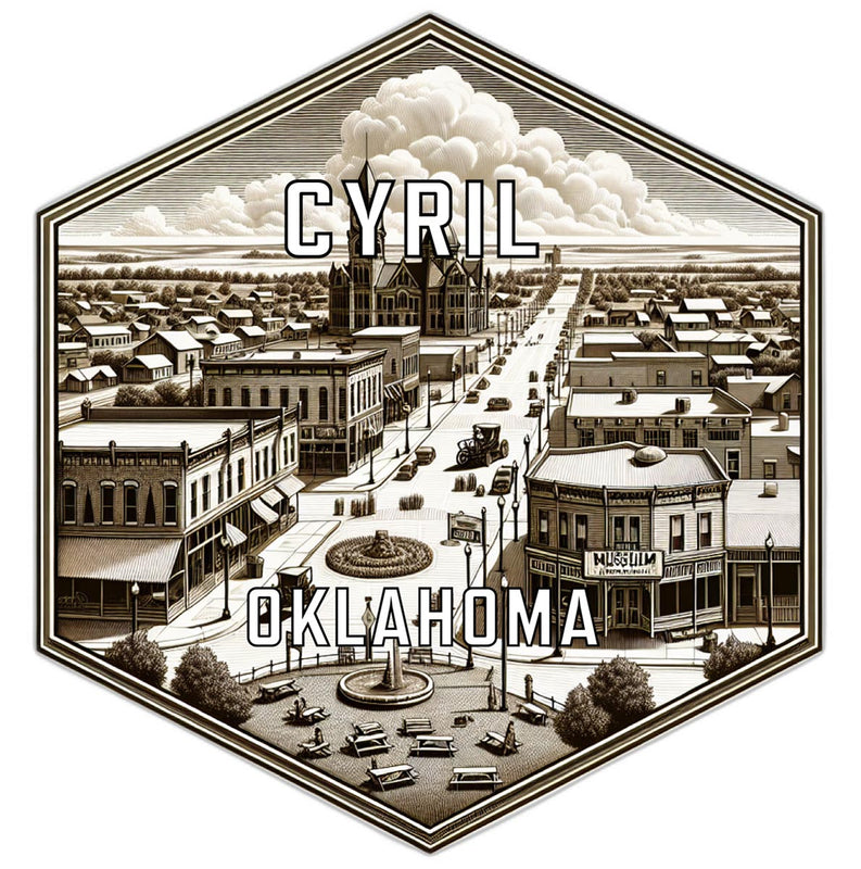 Cyril Oklahoma Souvenir Travel Destination Die Cut Hexagon Fridge Magnet 2-Inch