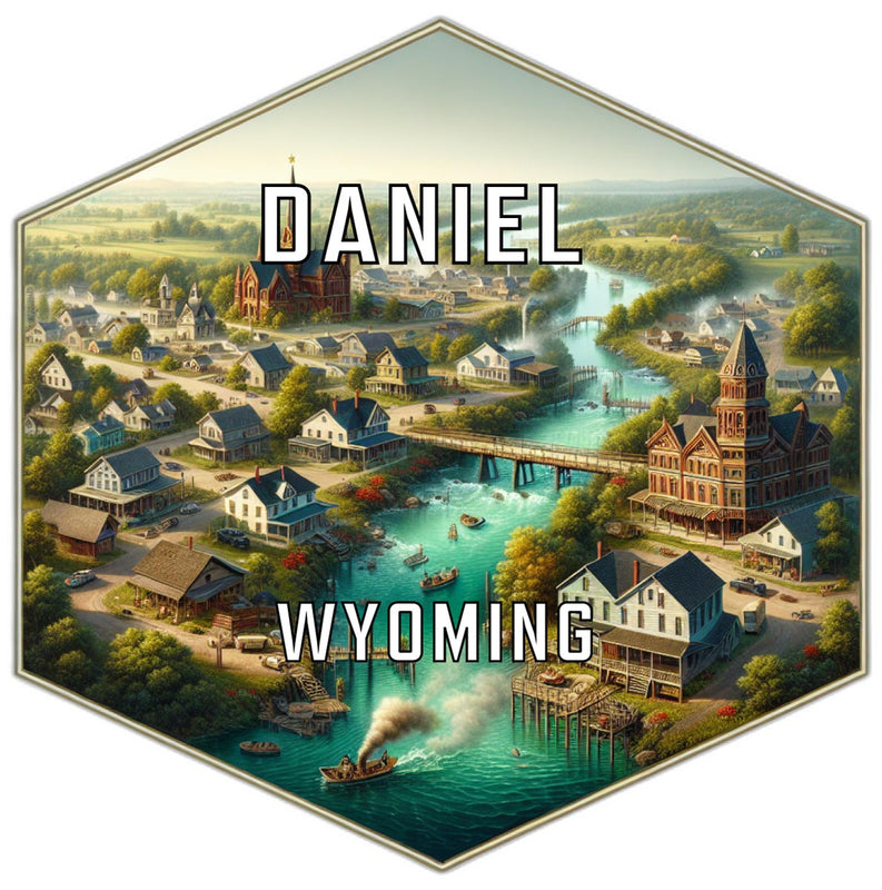 Daniel Wyoming Souvenir Travel Destination Die Cut Hexagon Fridge Magnet 2-Inch