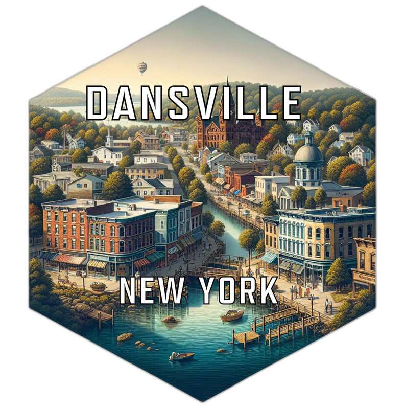 Dansville New York Souvenir Travel Destination Die Cut Hexagon Fridge Magnet 6-Inch