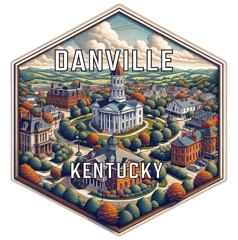 Danville Kentucky Souvenir Travel Destination Die Cut Hexagon Fridge Magnet 2-Inch
