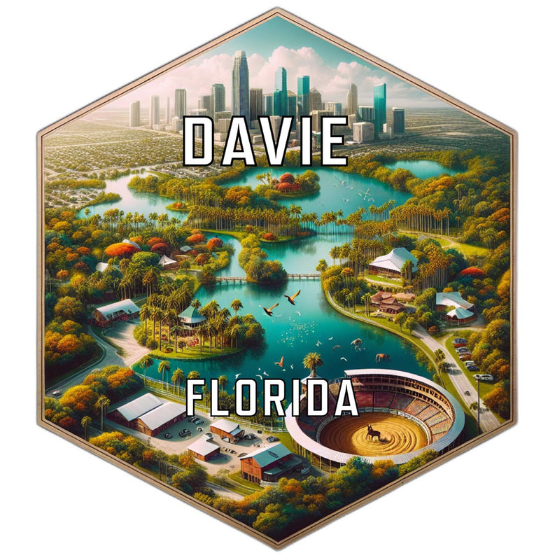 Davie Florida Souvenir Travel Destination Die Cut Hexagon Fridge Magnet 2-Inch