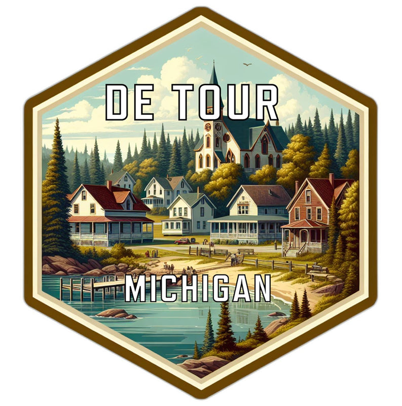 De Tour Michigan Souvenir Travel Destination Die Cut Hexagon Fridge Magnet 6-Inch