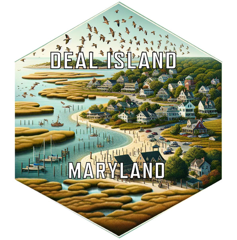 Deal Island Maryland Souvenir Travel Destination Die Cut Hexagon Fridge Magnet 6-Inch